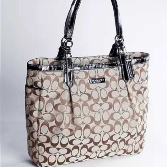 New Coach Signature Khaki Jacquard Tote Bag - Picture 1 of 9